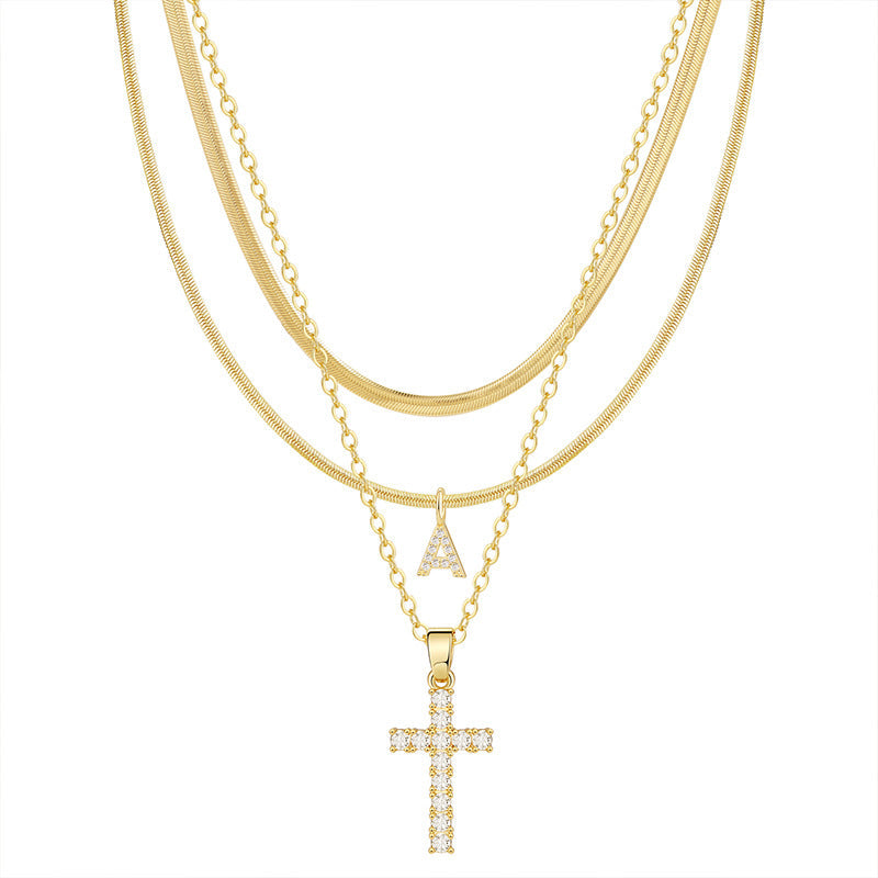Gold Cross Initial Set