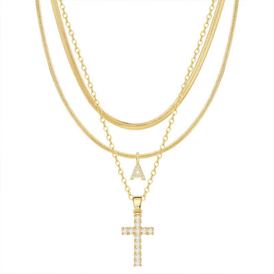 Gold Cross Initial Set