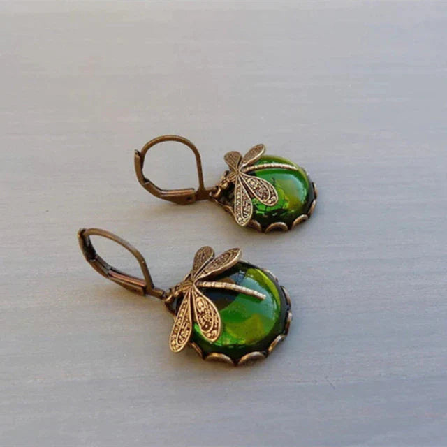 Unique Antique Gold Blue Crystal Earrings