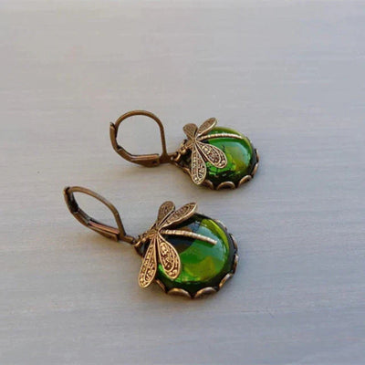 Unique Antique Gold Blue Crystal Earrings