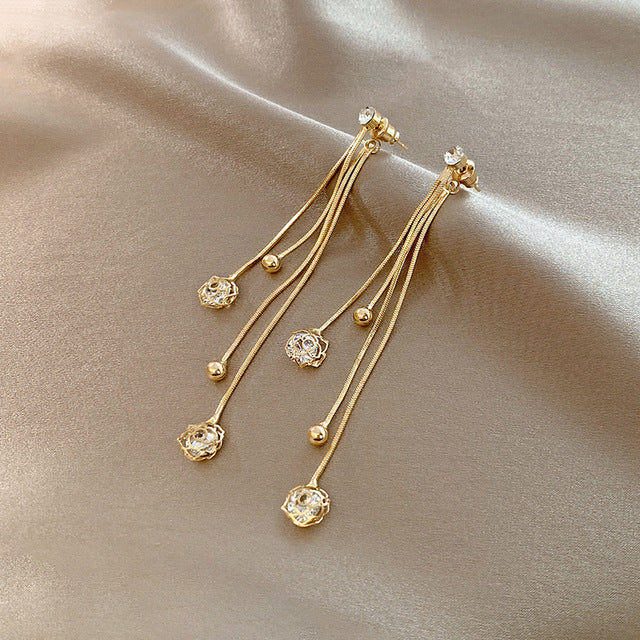 Long Earrings with Crystals