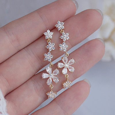 Romantic Flower Earrings with Zirconia