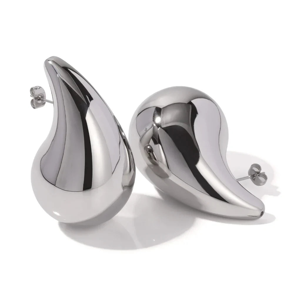 Stainless Steel Water Drop  Earrings Chunky