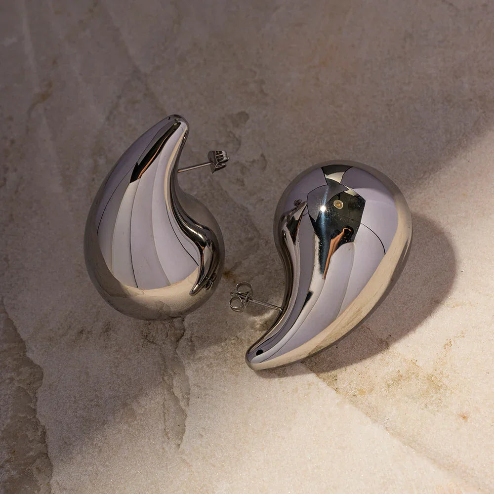 Stainless Steel Water Drop  Earrings Chunky