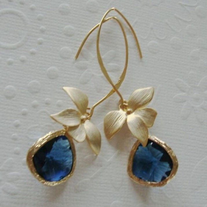 Vintage Blue Golden Blossom
