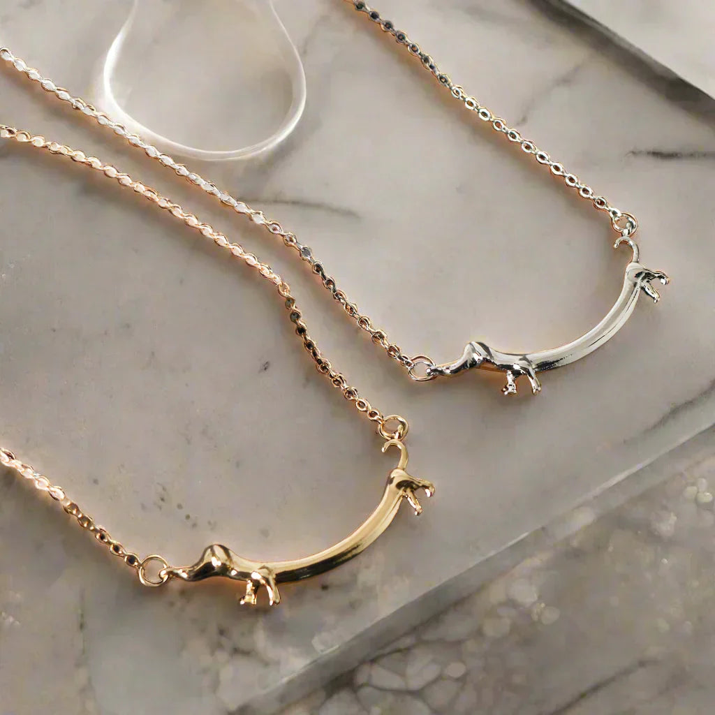 Shaneta  - Dachshund necklace in silver and gold