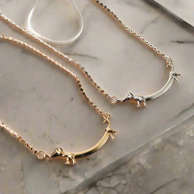 Shaneta  - Dachshund necklace in silver and gold