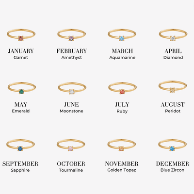 Birthstone 18K Gold Rings