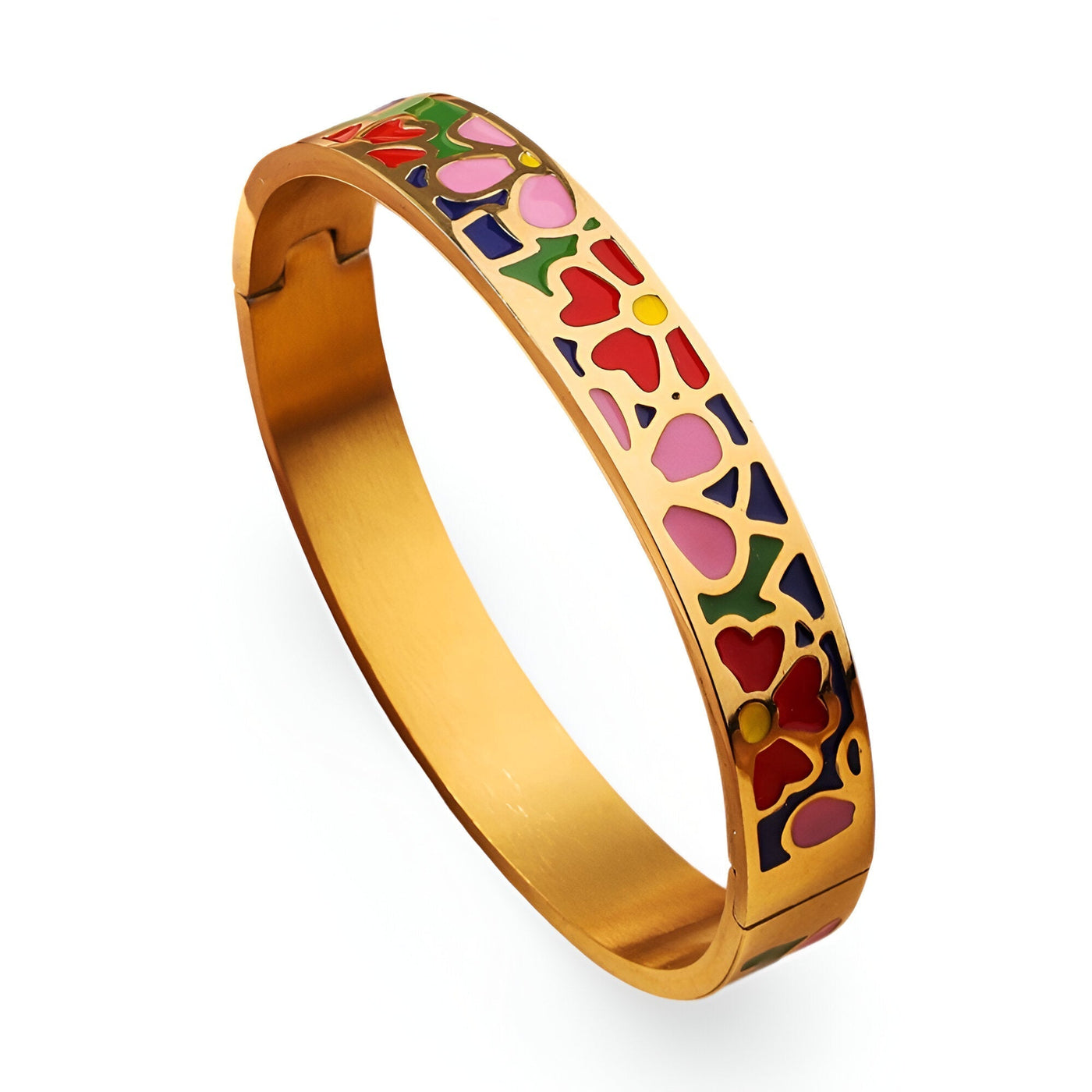 Pink Color Touch Gold Bangle