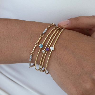Gold Birth Bangle with Diamond detail