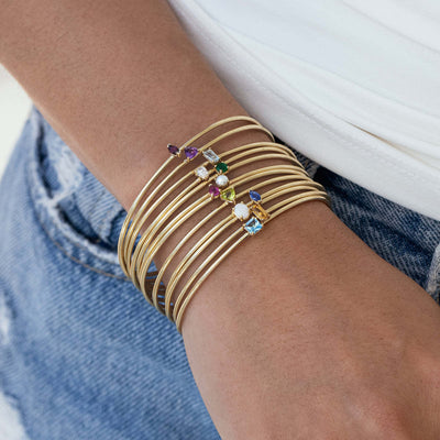 Gold Birth Bangle with Diamond detail