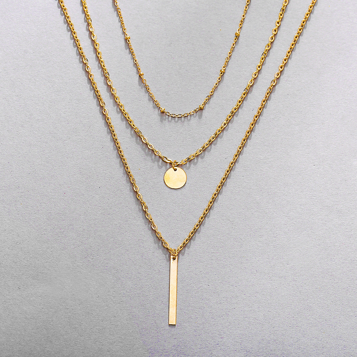 Vintage Geo Layered Chain & Pendant Necklace