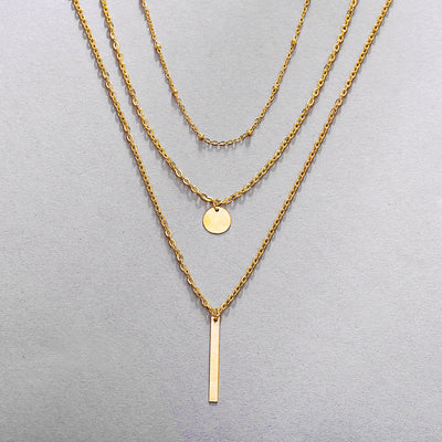 Vintage Geo Layered Chain & Pendant Necklace