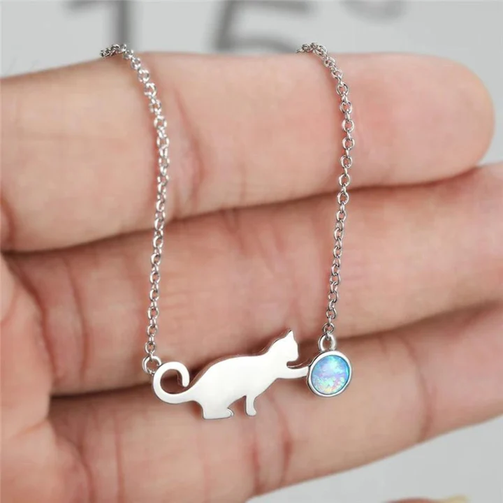 Vintage cat necklace - Tylena | Silver