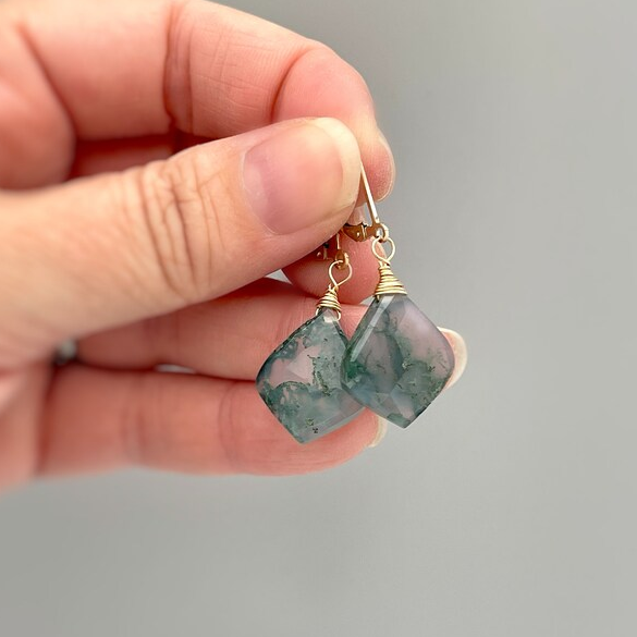 Vintage Green Square Stone