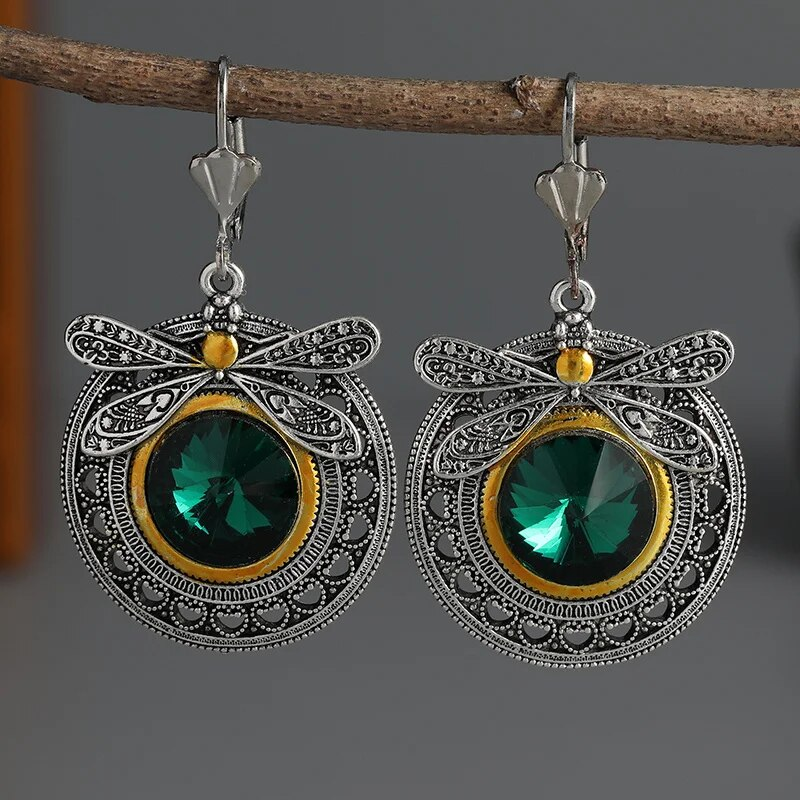 Vintage Green Zirconia Dragonfly