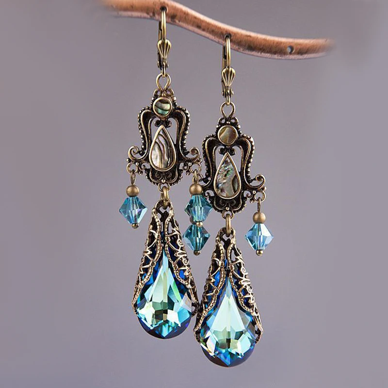 Vintage Dangling Blue Crystal