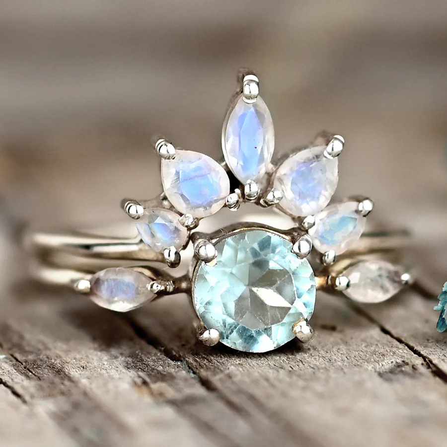 Vintage Moonstone Crystal Ring