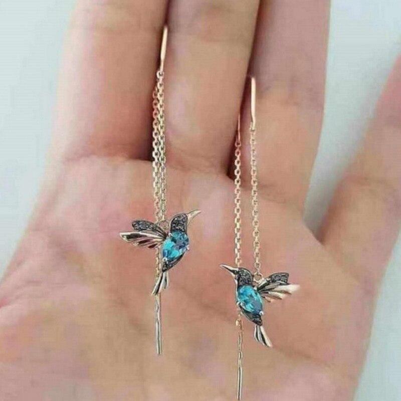 Hummingbird Enamel Earrings with Zirconia