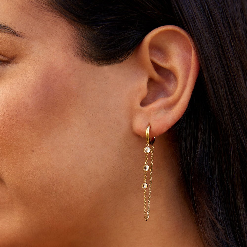 Crystal Drop Hoop Earrings