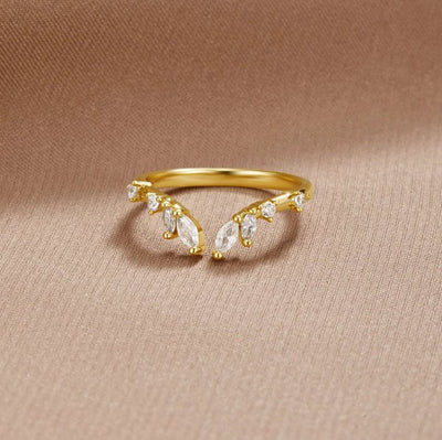 Angel Crystal Gold Vine Ring