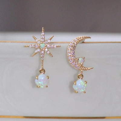 Star and Moon Pearl Earrings
