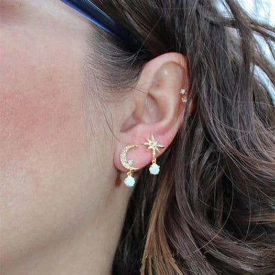 Star and Moon Pearl Earrings