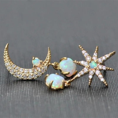 Star and Moon Pearl Earrings