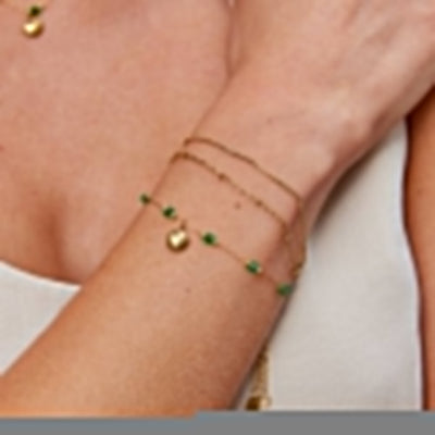 Nerissa Gold Shell & Green Bead Bracelet