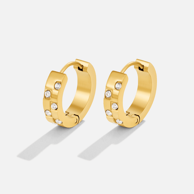 Tasha Crystal & Gold Hoop Earrings
